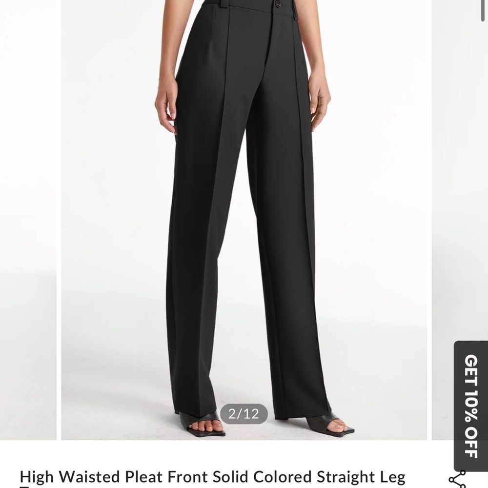Black High-Waisted Pleat Front Pants